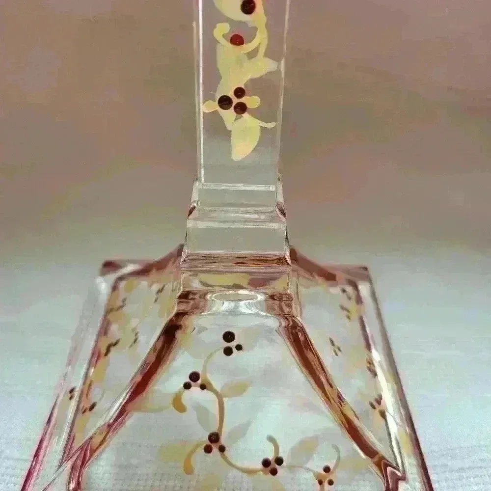 Pair-Hand painted Crystal Candlesticks - Picture 5 of 5